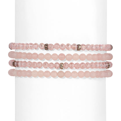 rose quartz spiritual gemstone 4 bracelet stack