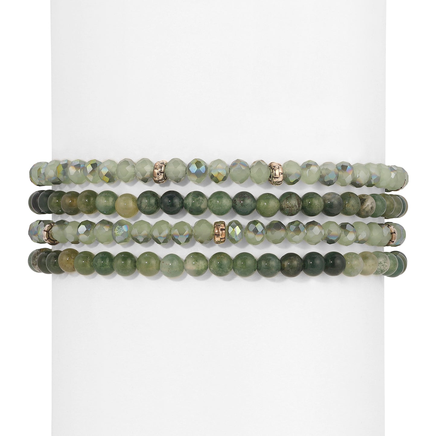 moss agate spiritual gemstone 4 bracelet stack