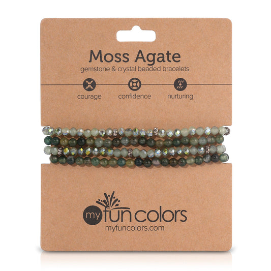 moss agate gemstone crystal beaded bracelets