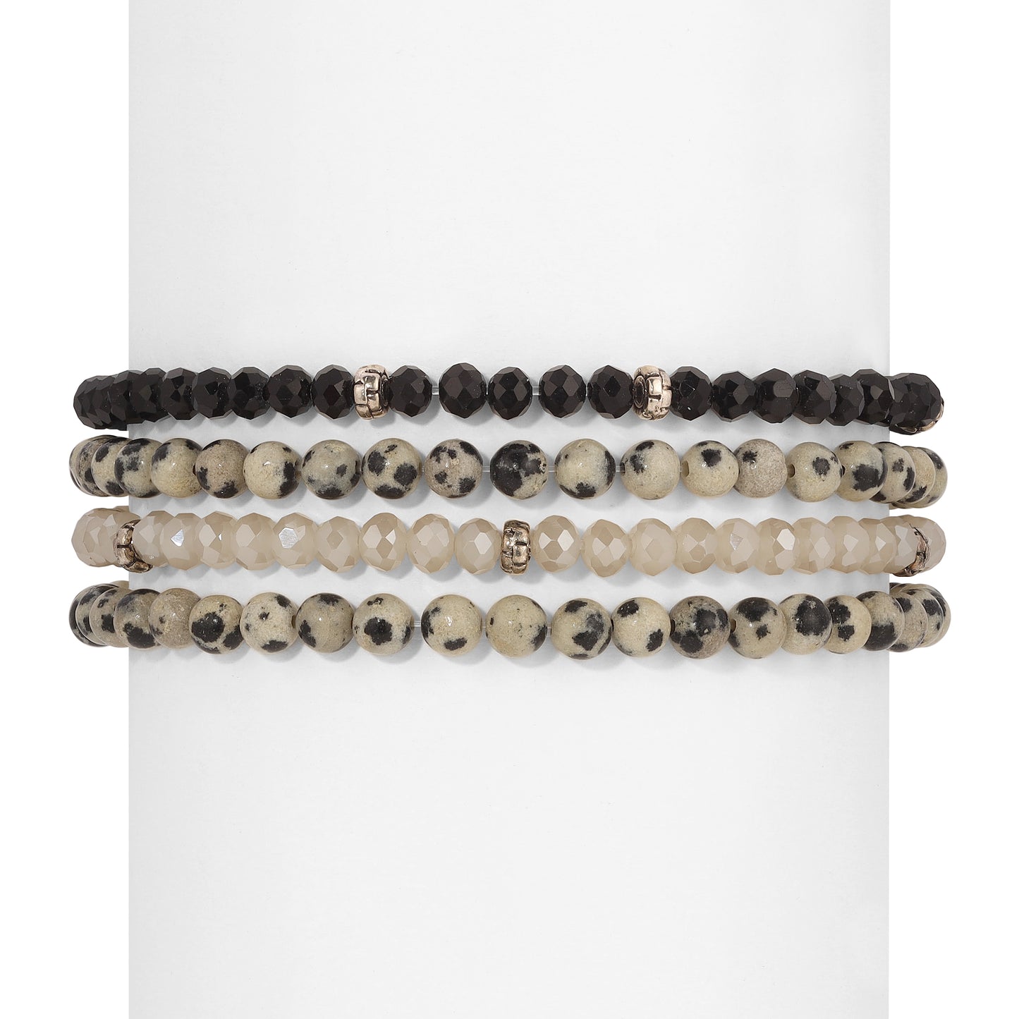 dalmatian spiritual gemstone 4 bracelet stack