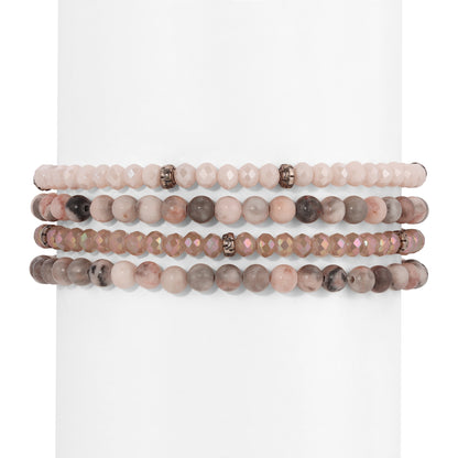 pink zebra jasper spiritual gemstone 4 bracelet stack