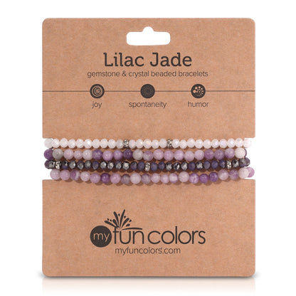 lilac jade spiritual gemstone 4 bracelet stack