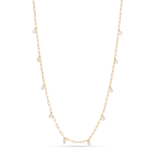 clear crystal petite gold chain necklace