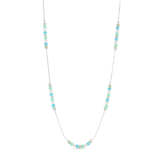 seaside crystal petite silver chain necklace