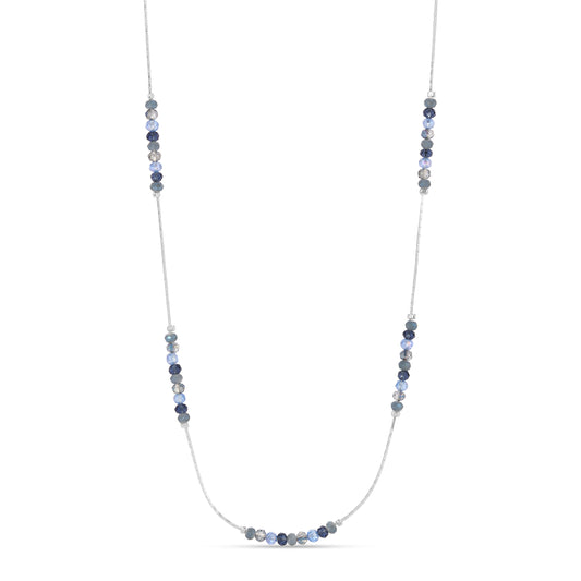 classic blue crystal petite silver chain necklace