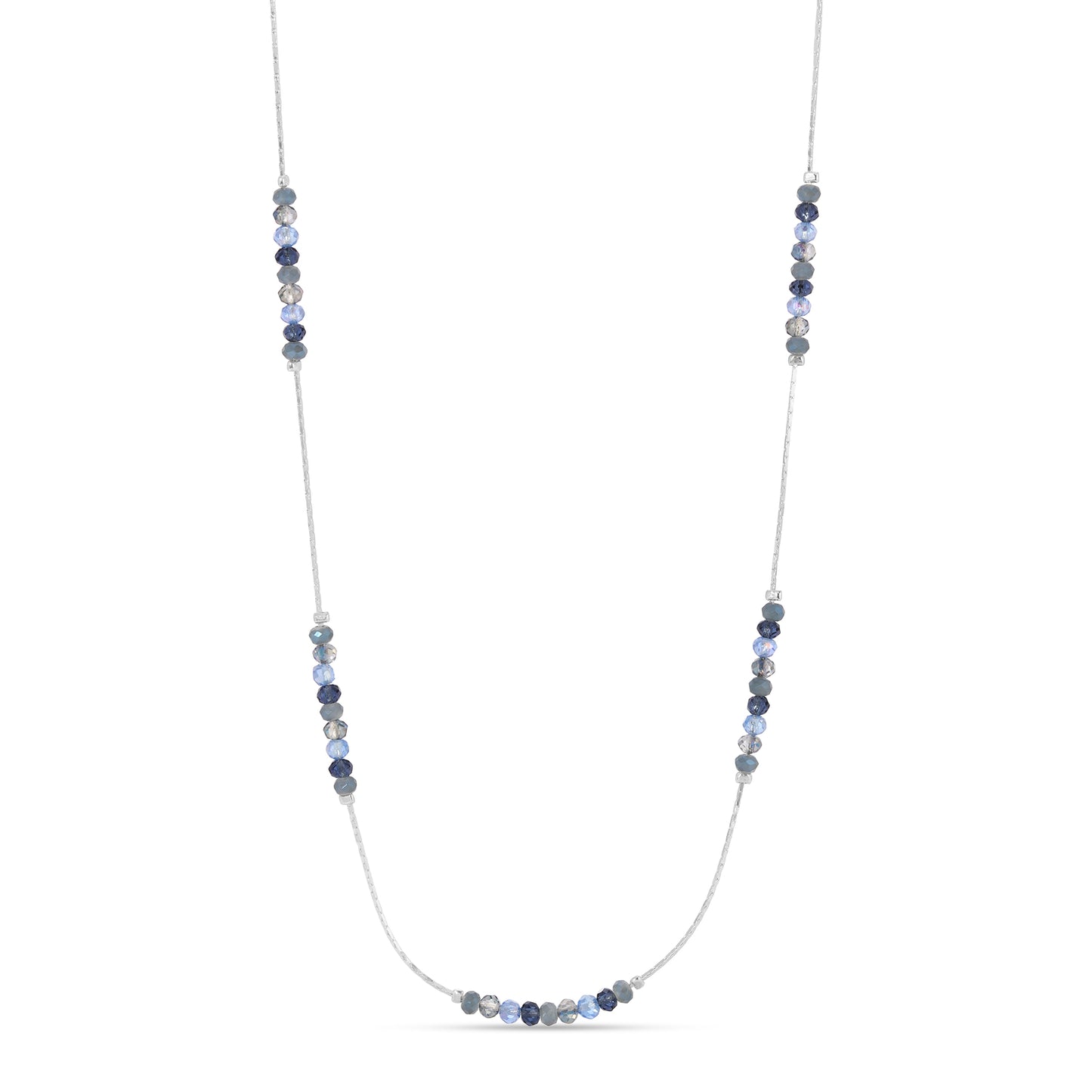 Classic Blue Crystal Petite Silver Chain Necklace