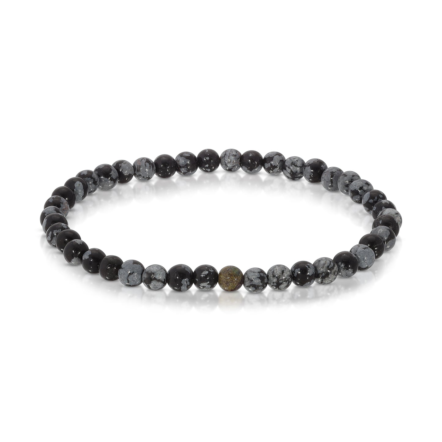 snowflake obsidian mini-gemstone stretch bracelet 4mm