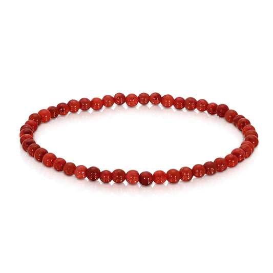 red bamboo coral mini-gemstone stretch bracelet 4mm