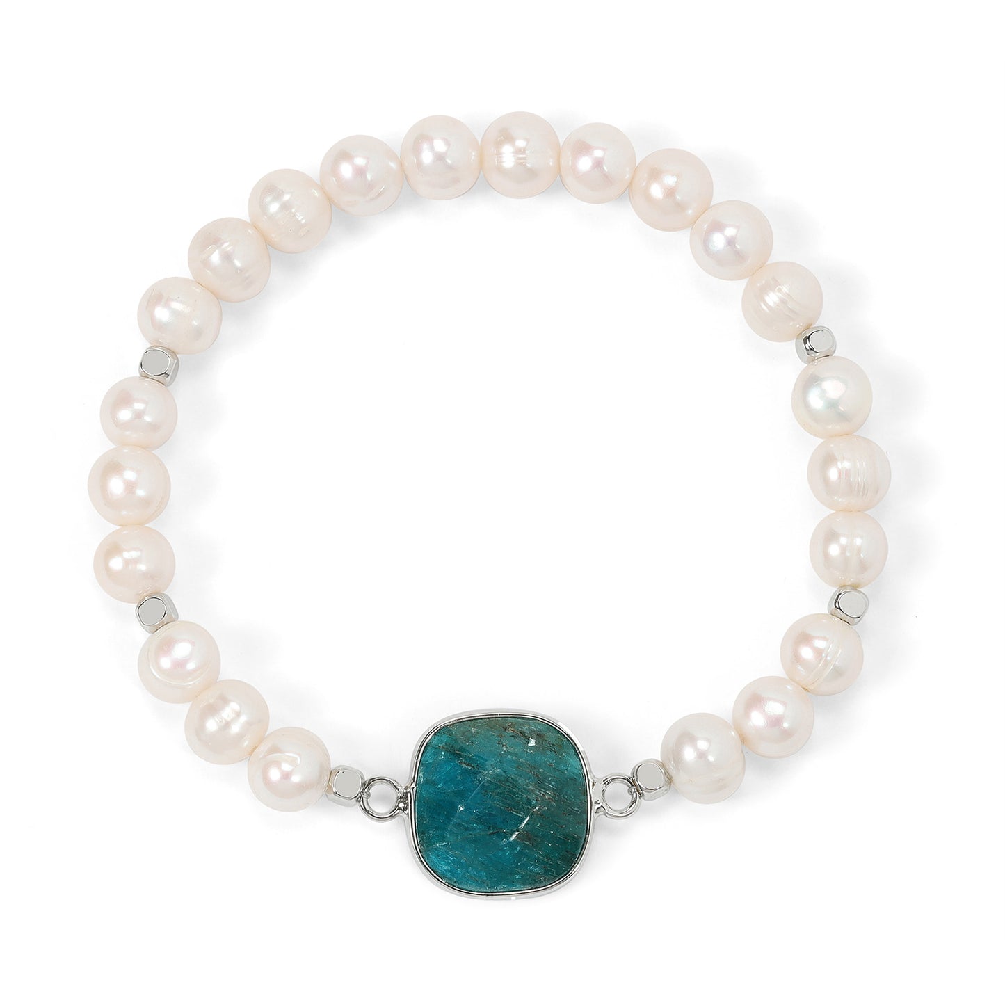 pearl & chrysocolla faceted stone bracelet