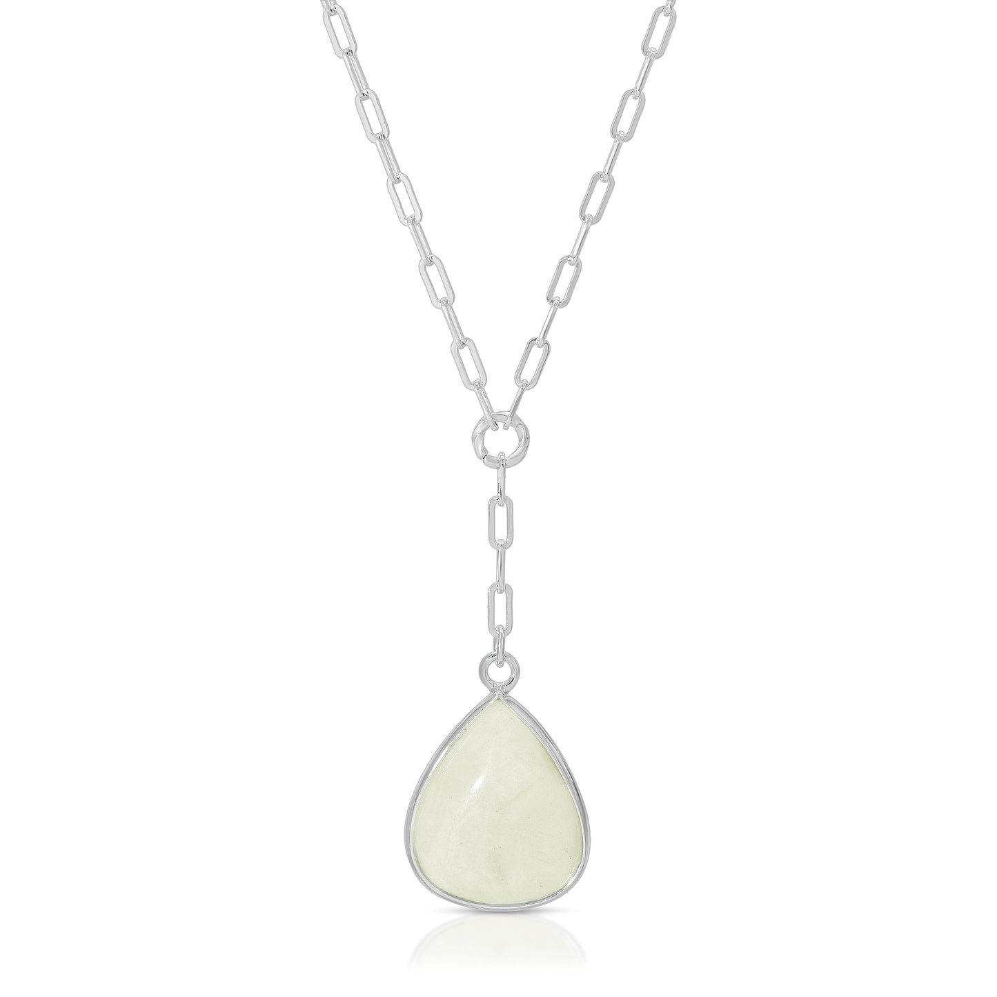 moonstone & sterling silver plated chain pendant necklace