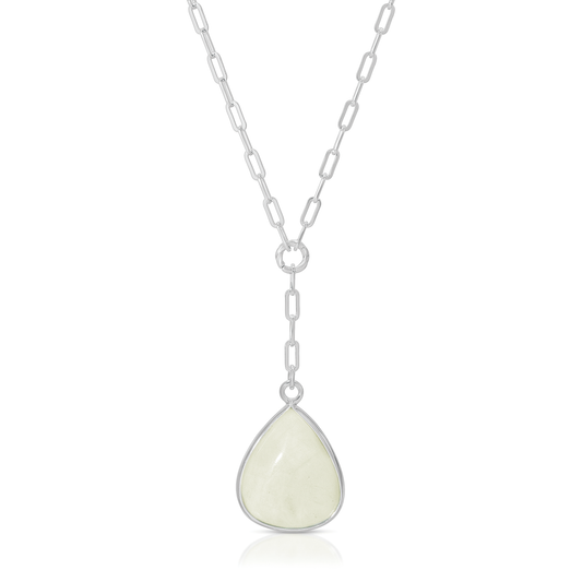 moonstone & sterling silver plated chain pendant necklace